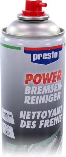 Presto POWER Bremsenreiniger, kraftvoller Öl- und Fettentferner, säurefrei, sprühstark, rückstandsfrei, für Motoren und 