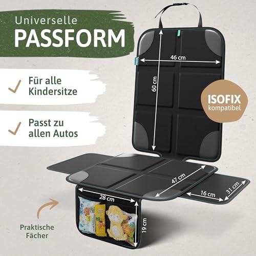 Forche® Kindersitzunterlage – Rutschfester und Wasserabweiser Autositzschoner, ISOFIX geeignet, zu Hause und im Auto