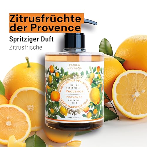 Panier des Sens Provence Flüssigseife - 97% natürliche Inhaltsstoffe - Sanfte Handseife mit Kokosöl - Nachfüllbar - 500 